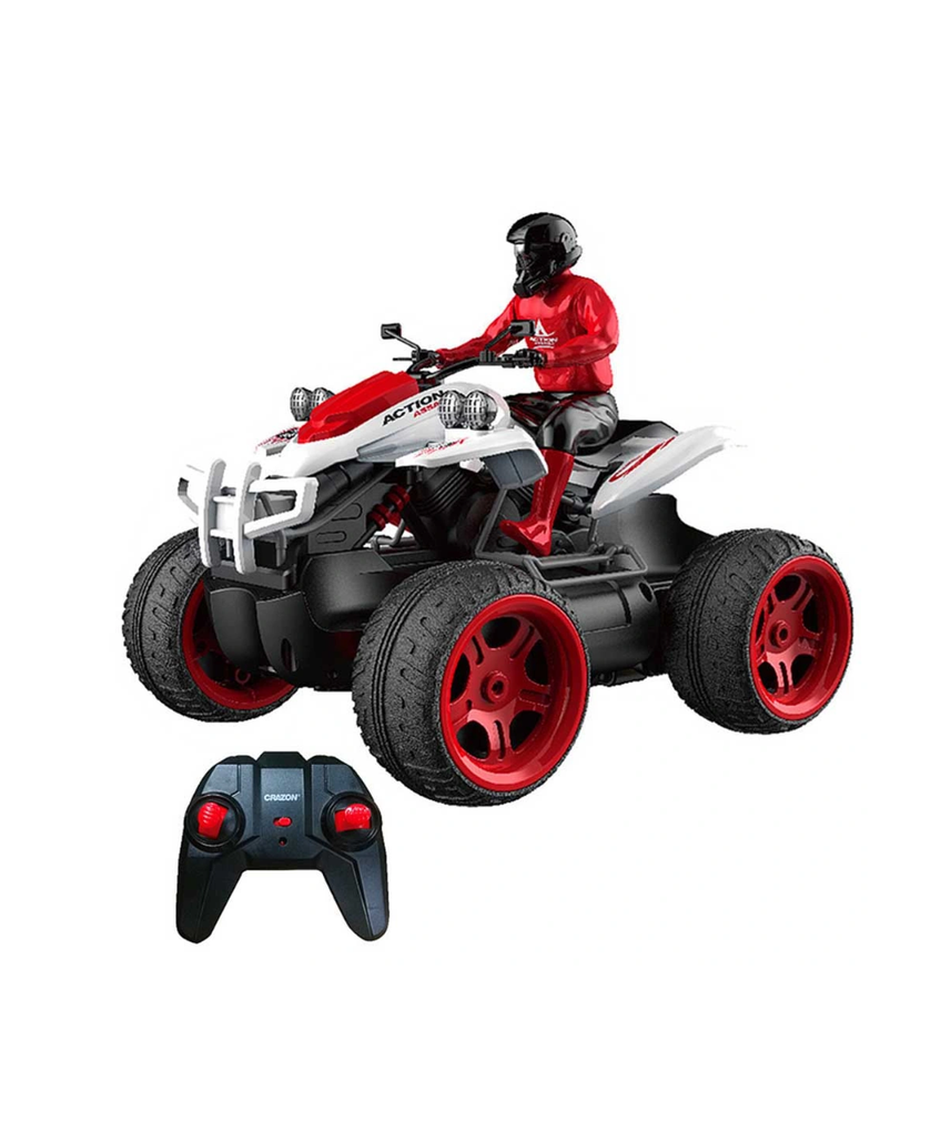 Crazon 1:16 Smoking Quad Bike RC, 4WD Stunt Motorcycle with Lights Smoke 20kmh Speed 25m Range for Kids Boys