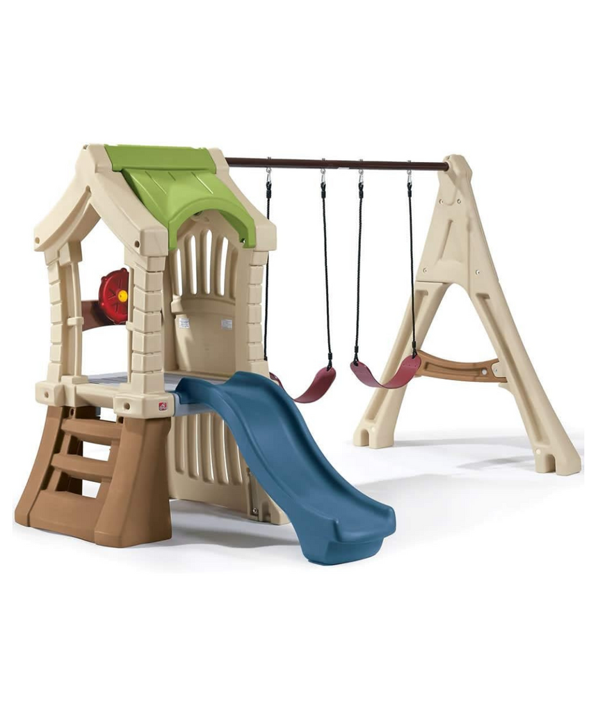 Step2 Play Up Gym Set Refresh, Outdoor Climber, Slide and Swing Set for Kids Ages 3 to 8, Backyard Playhouse Activity Center, Play Sets