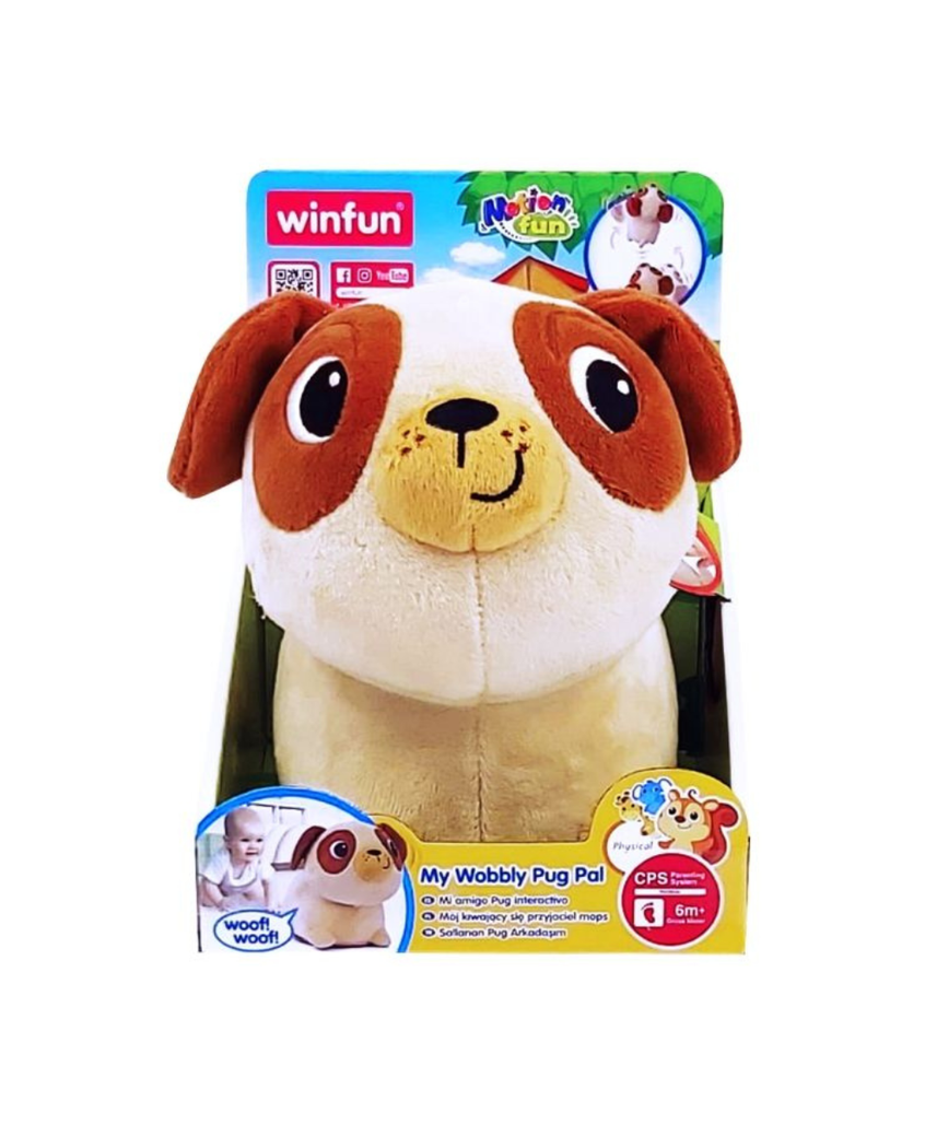 Winfun My Wobbly Pug Pal Plush Toy, Interactive Walking Baby Plush with Sounds & Melodies, Sensory Play Toy for Infants 6+ Months