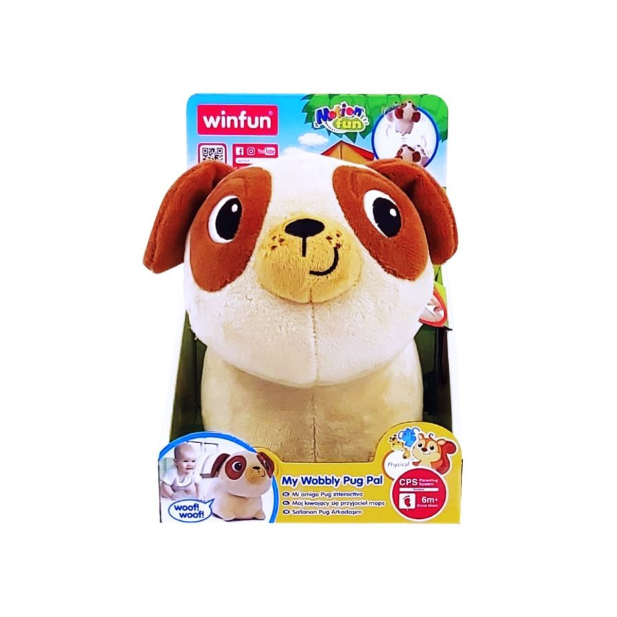 Winfun My Wobbly Pug Pal Plush Toy, Interactive Walking Baby Plush with Sounds & Melodies, Sensory Play Toy for Infants 6+ Months
