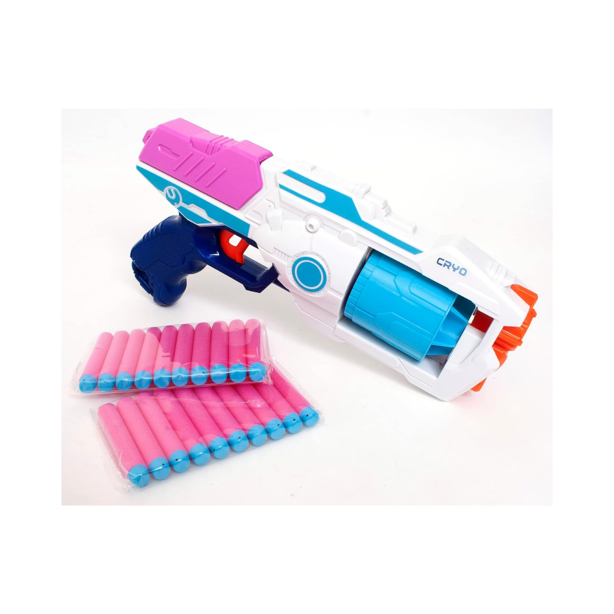 Cryo Agent Storm of Mystery Blaster, Easy Operation Foam Blaster with 6-Dart Rotating Drum, Pullback Action, Includes 20 Darts, Toy Gun for Kids 8+