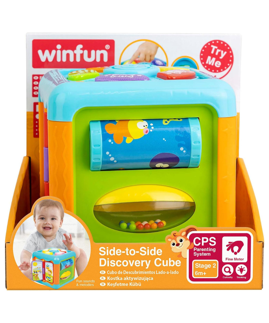 Winfun Children's Cube with Music + Light, Interactive Baby Discovery Activity Cube with Animal Buttons, Melodies + Sound Effects, 12 Months+
