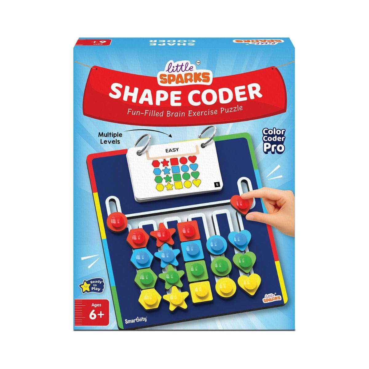 Smartivity Shape Coder Logic Puzzle Game with Challenge Cards and Colored Shapes, Travel-Friendly Brain Teaser Educational Toy for Kids, 6Y+ Years