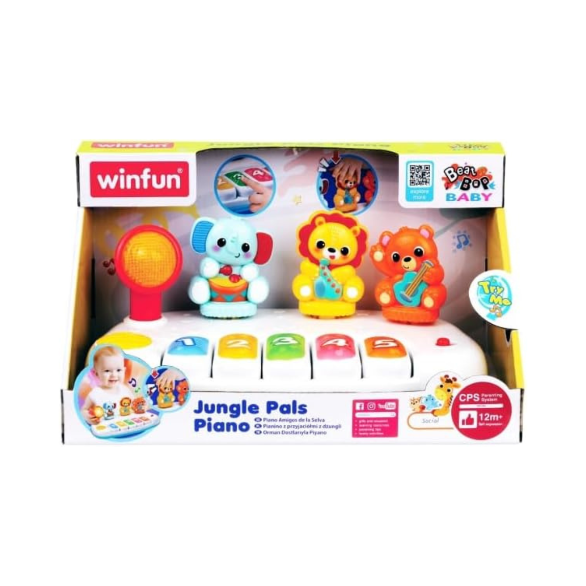 Winfun Jungle Pals Piano Interactive Toy for Kids, Musical Keyboard Baby Toy with Animal Sounds and Light Up Features, Early Learning Music Toy for 12+ Months