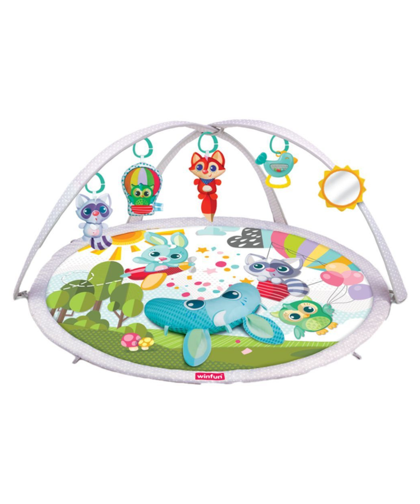 Winfun BabySpace Activity Gym for Newborns, Interactive Play Mat with Hanging Toys, Mirror and Rattles, Early Development Baby Toy 0+ Months
