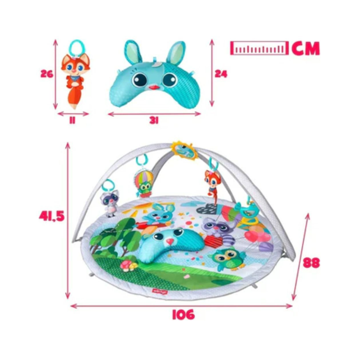 Winfun BabySpace Activity Gym for Newborns, Interactive Play Mat with Hanging Toys, Mirror and Rattles, Early Development Baby Toy 0+ Months