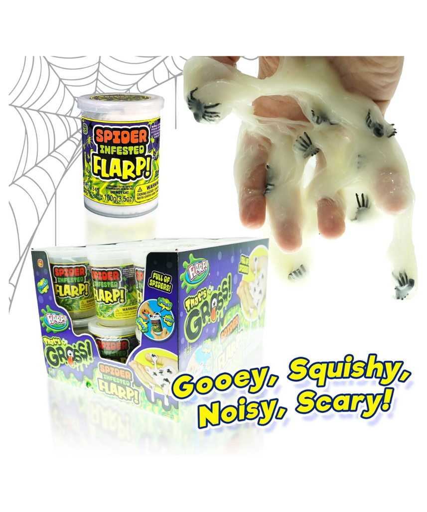 JA-RU Spider Infested Flarp Putty, 3-Pack Sensory Squishy Noise Putty with Creepy Spider Designs + Stress Relief Fidget Toy for Kids & Adults, Perfect for ADHD, Autism, Party Favors & Easter (345-3)