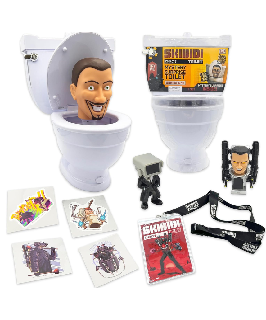 SKIBIDI TOILET Mystery Set, Collectible Action Figure Toy for Boys and Girls 13+, Spring-Loaded Pop-Up Head, Try-Me Flushing Sound, Interactive Surprise Figures, Tabletop Fun