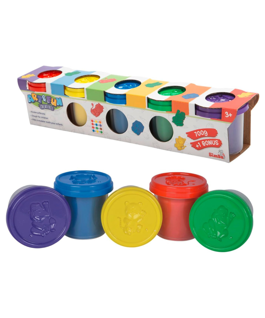 Simba Art & Fun Dough Set 4+1 Bonuspack, 5 Colours Creative Modelling Clay for Kids 3+