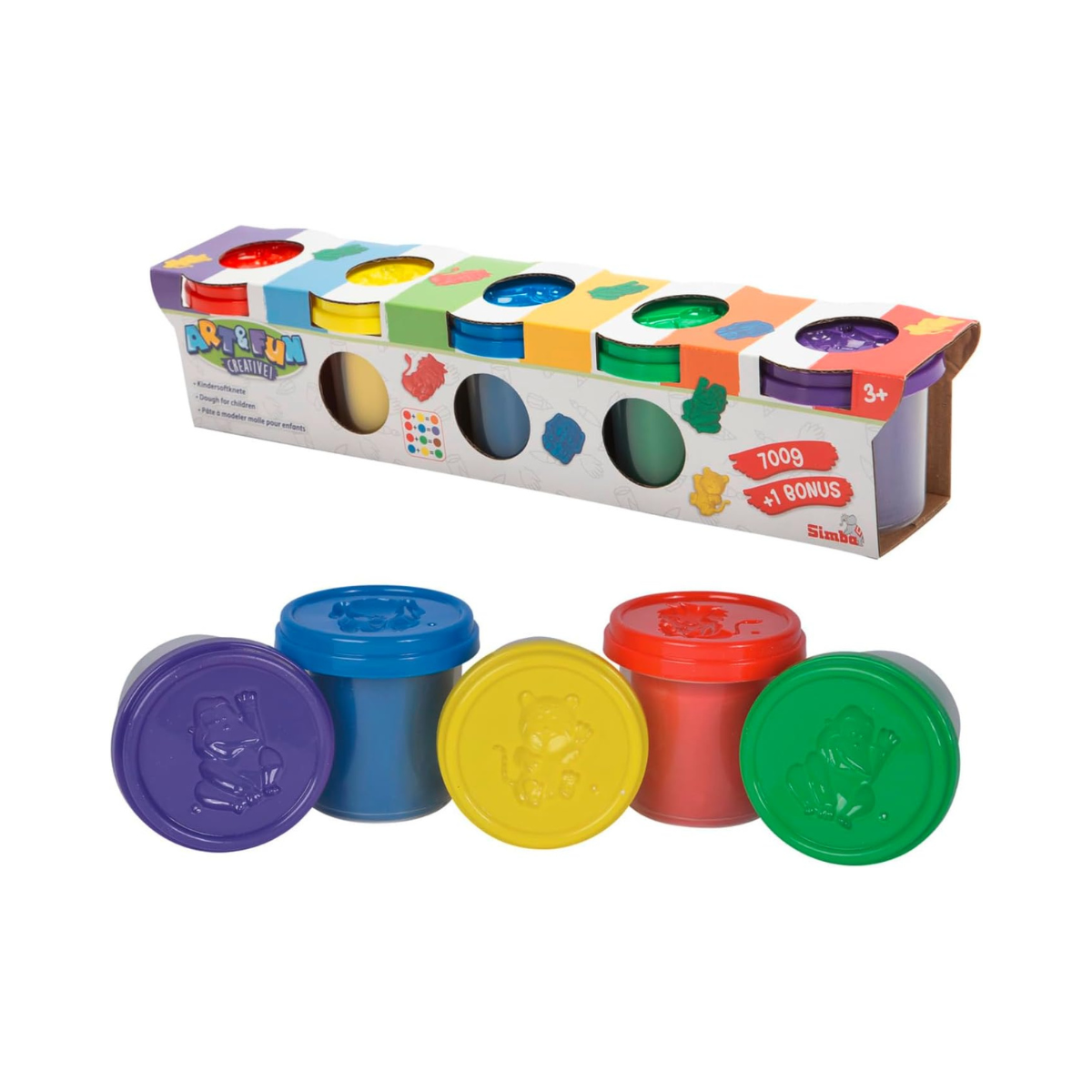 Simba Art & Fun Dough Set 4+1 Bonuspack, 5 Colours Creative Modelling Clay for Kids 3+