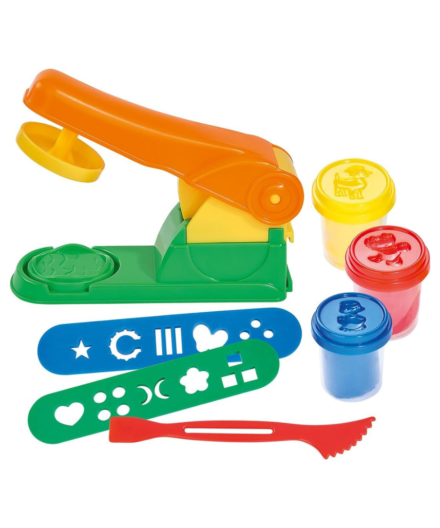 Simba Art & Fun Dough Press, 3 x 50g Modelling Dough with Templates and Knife for Kids 3+