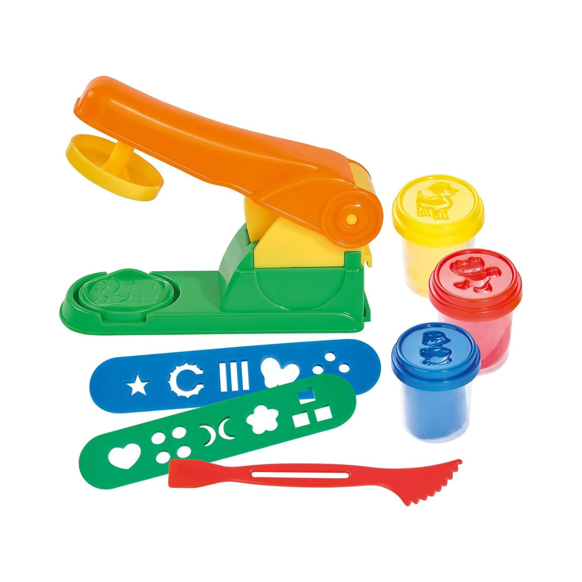 Simba Art & Fun Dough Press, 3 x 50g Modelling Dough with Templates and Knife for Kids 3+