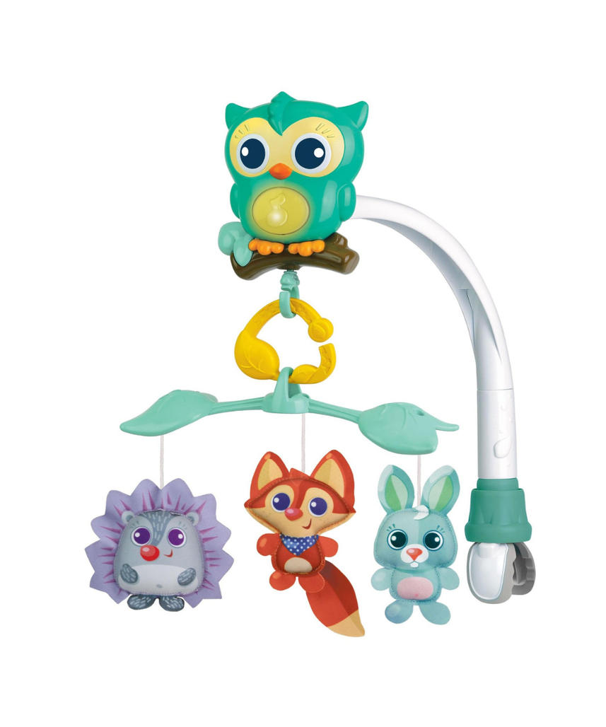 Winfun 3-in-1 Woodland Friends Soothing Mobile, Musical Crib Mobile, Stroller Toy & Light-Up Owl Pal for Babies 0+ Months
