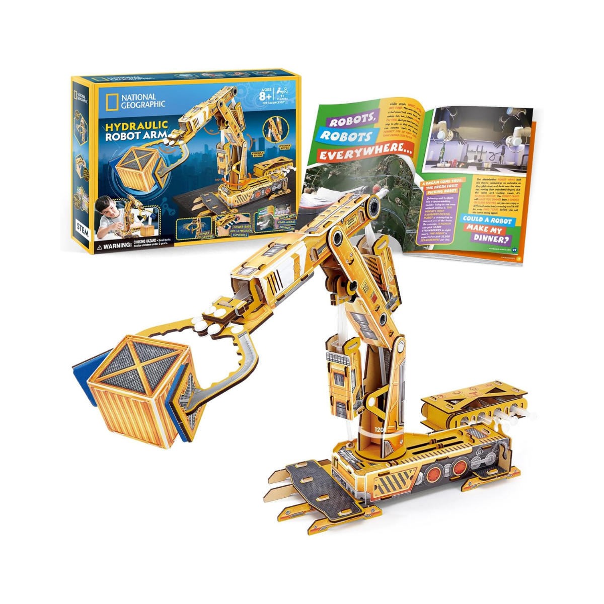 National Geographic Hydraulic Robot Arm Kit, STEM Educational Build and Learn Robot Toy for Kids 8+, DIY Mechanical Science Experiment Model with Hydraulic Pressure Learning
