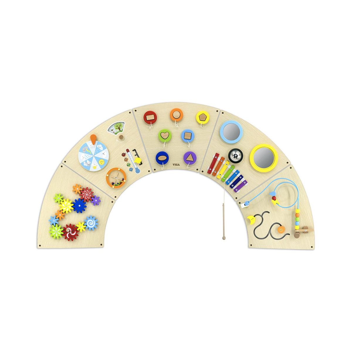 VIGA Toys Wall Activity Board Circle Arc, 162 cm Diameter, Wooden Sensory Play Panel, 18 Months+