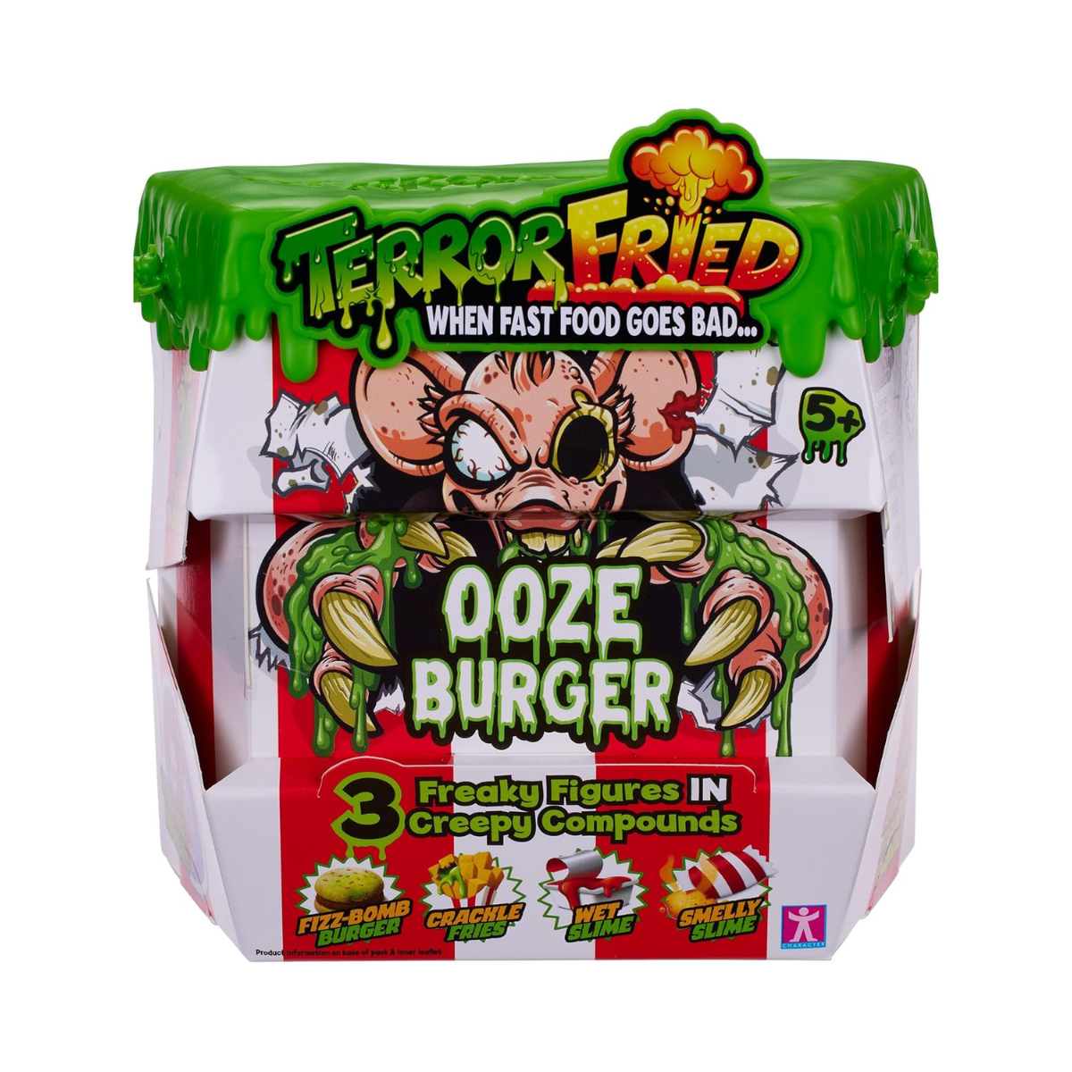 برجر أوز تيرور فرايد 08092، شخصيات تجميعية كبيرة ومادة لزجة للأولاد من سن 4 إلى 10 سنوات، مجموعة لعب تفاعلية متعددة المركبات مع فيز، سكويش، كراك وأوز، ألعاب حسية وقابلة للتجميع