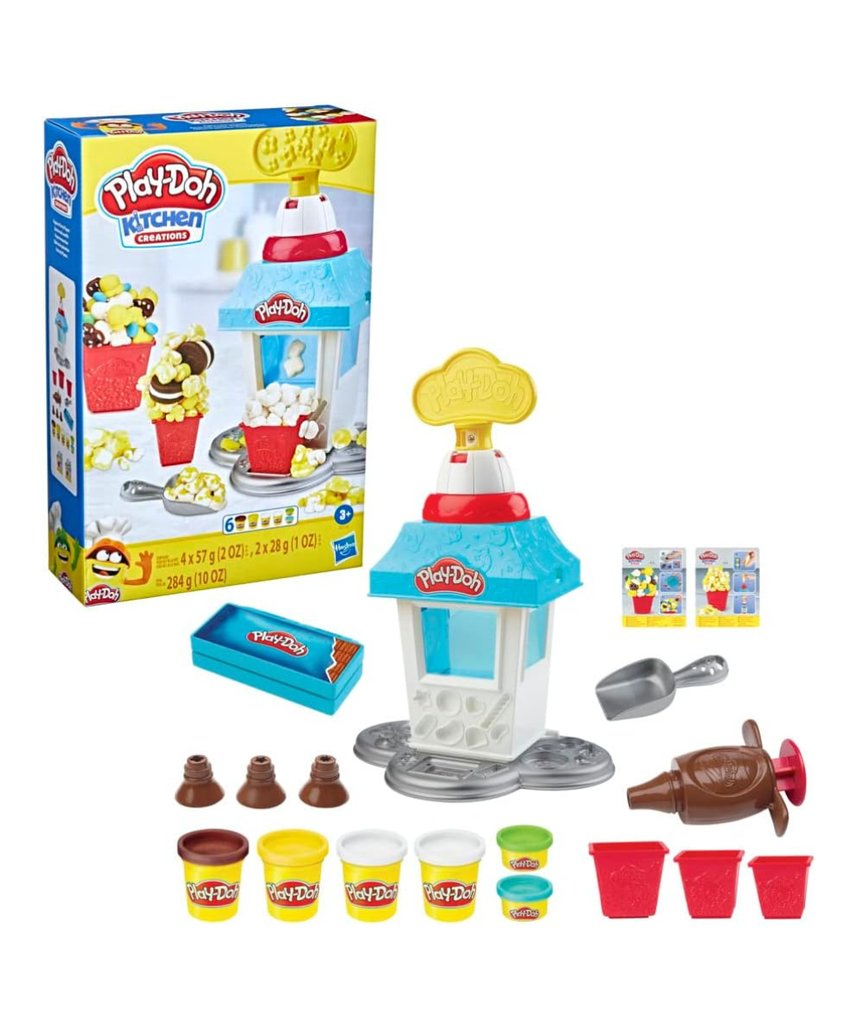 Play-Doh Kitchen Creations Popcorn Party Play Food Set with 6 Non-Toxic Cans, Kids Toy Popcorn Maker for Ages 3+