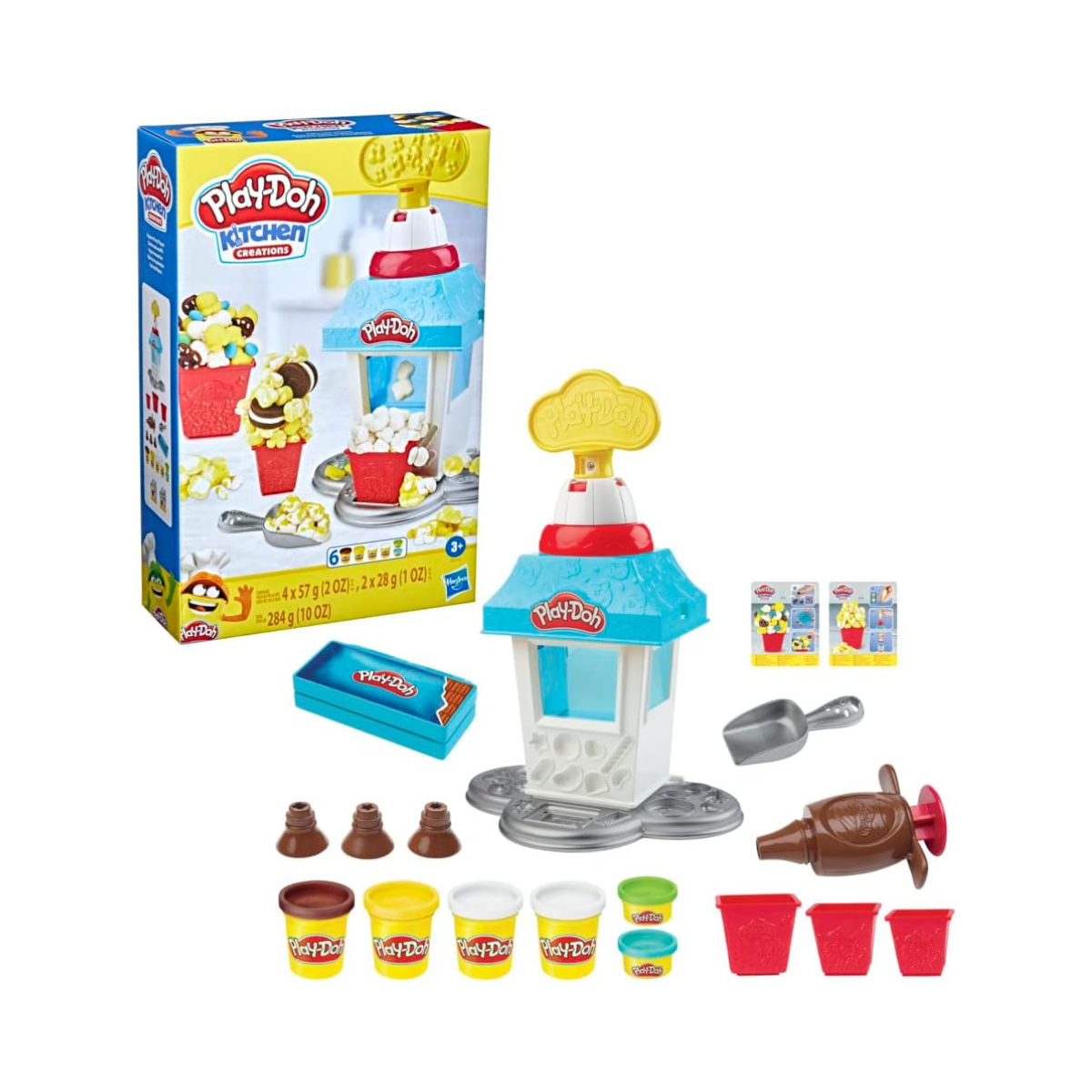 Play-Doh Kitchen Creations Popcorn Party Play Food Set with 6 Non-Toxic Cans, Kids Toy Popcorn Maker for Ages 3+
