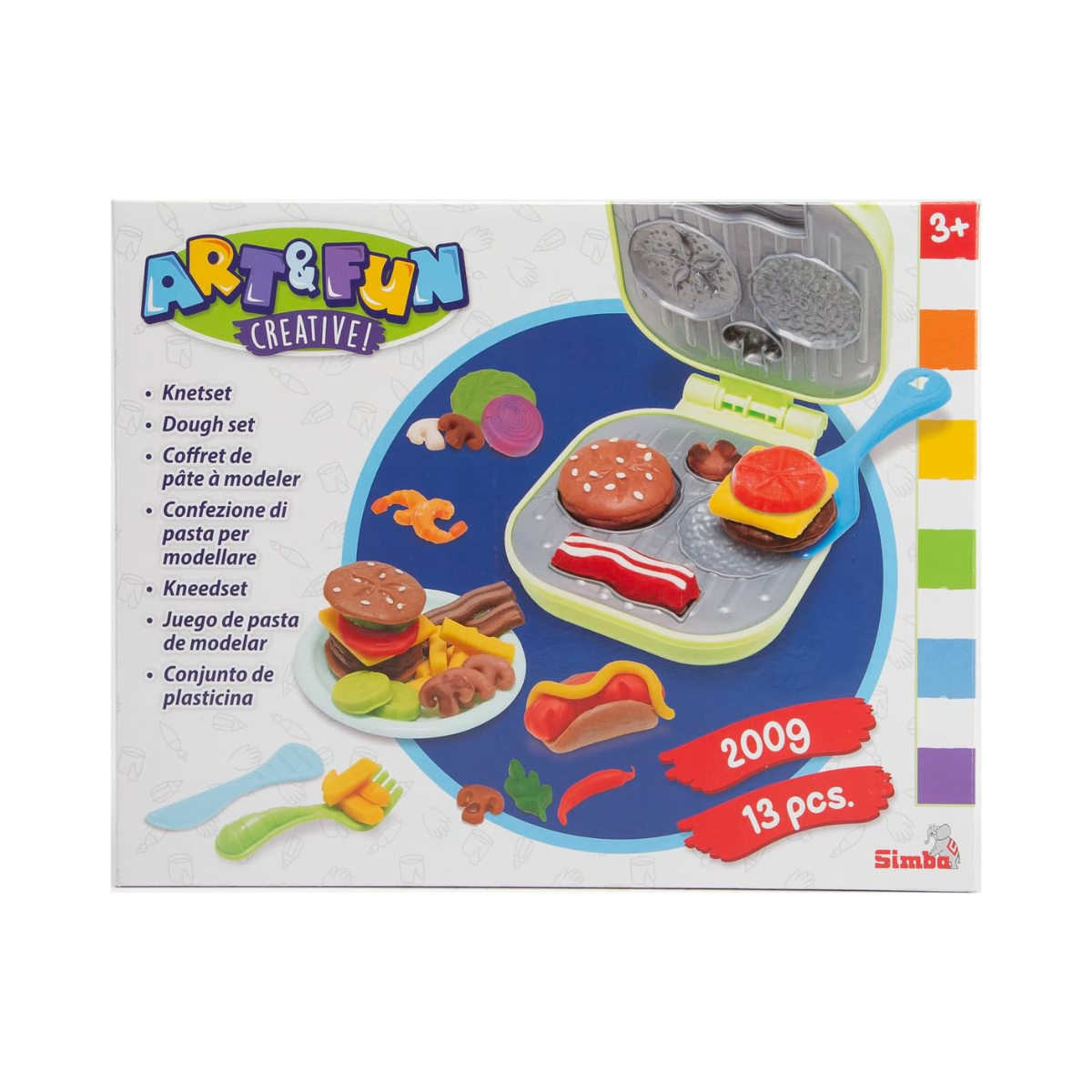 Simba Art & Fun Burger Kneading Set, 4 x 50g Modelling Dough with Grill & Accessories, 13-Piece Clay Set for Kids 3+