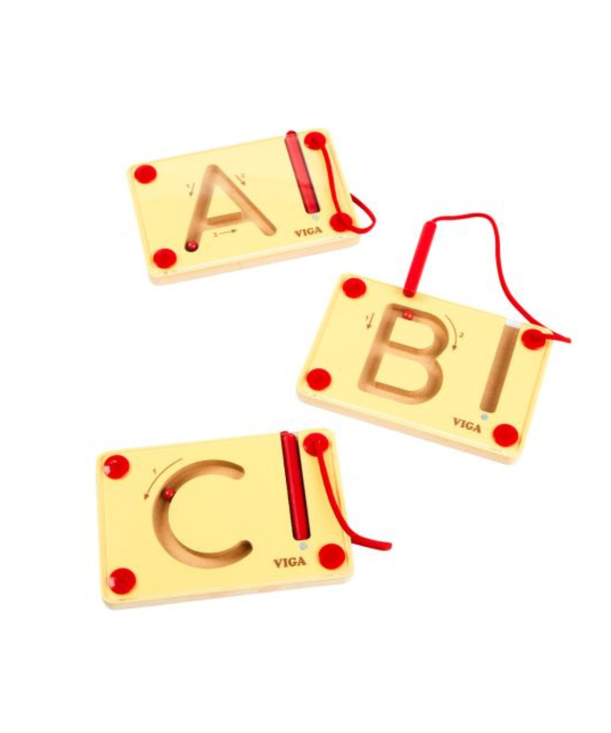 VIGA Magnetic Writing Board Uppercase Letters Set, Wooden Alphabet Learning Toy, 26 Pieces, Pre Writing Practice, Fine Motor Skills, Montessori Style Educational Toy, Ages 3+