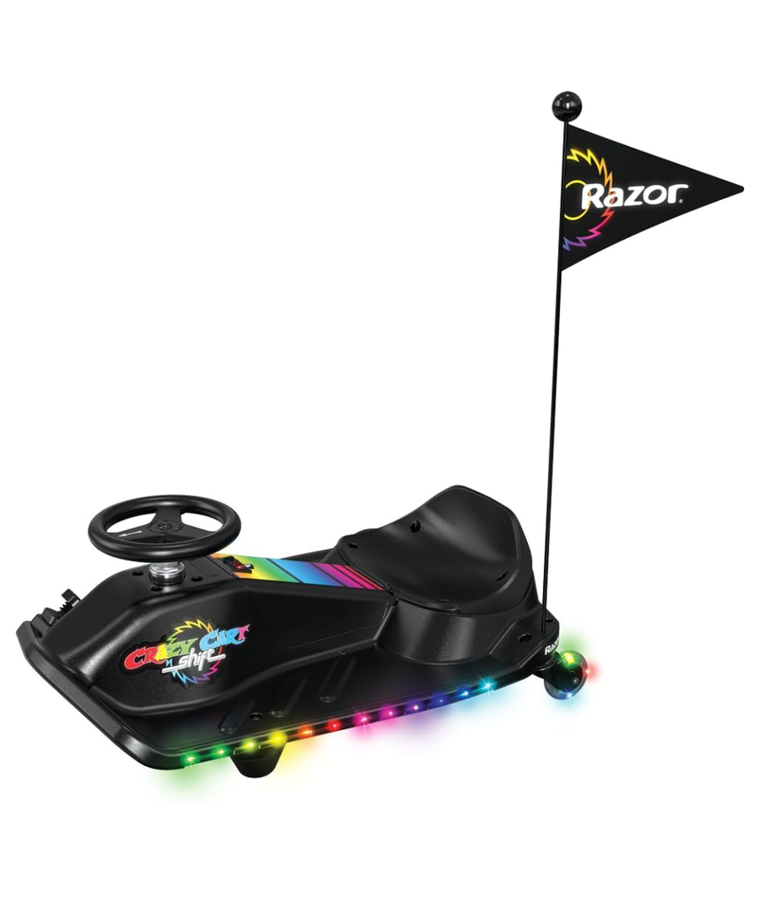 Razor Crazy Cart Shift Lightshow Electric Drifting Go Kart for Kids, LED Lights, Power Core Motor, Variable Speed, Foot Pedal Control, Parental Speed Control, Ride On Toy for 6+ Kids