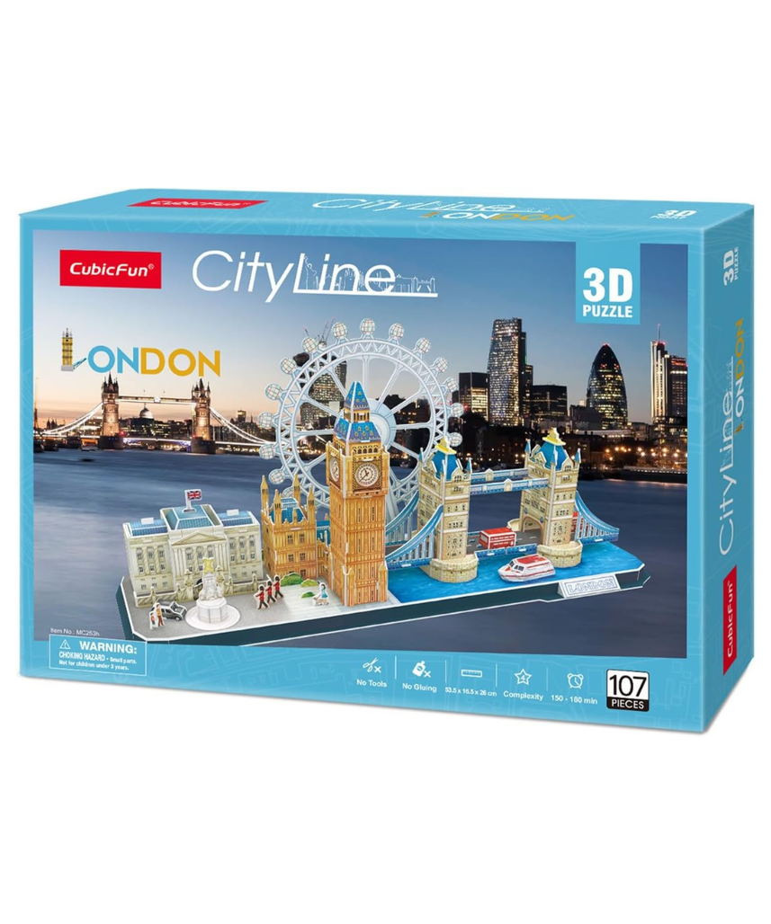 CubicFun 3D Puzzle City Line London Model Kit 107 Pieces City Skyline Landmarks DIY Craft Activity for Kids + Adults Ages 5+