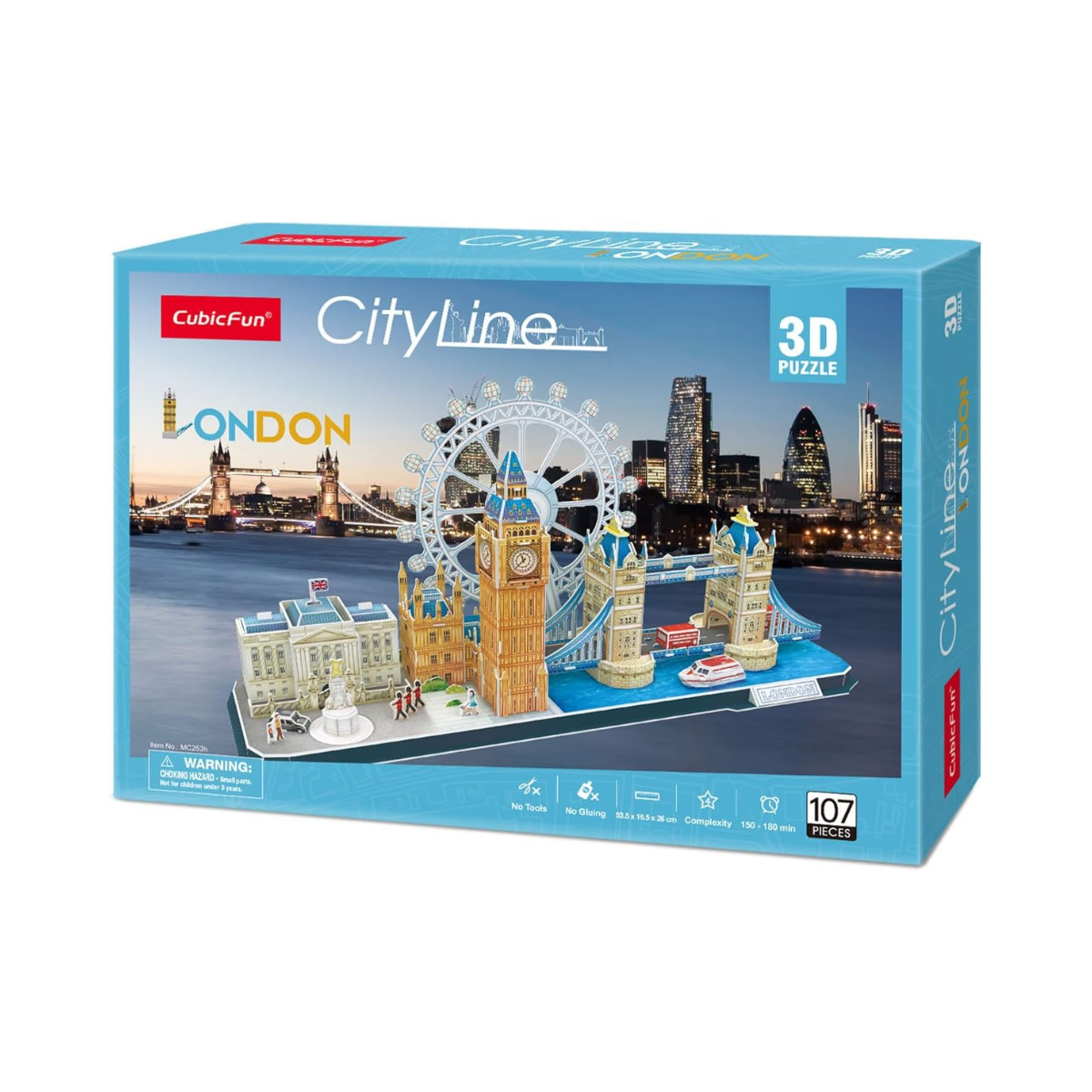 CubicFun 3D Puzzle City Line London Model Kit 107 Pieces City Skyline Landmarks DIY Craft Activity for Kids + Adults Ages 5+