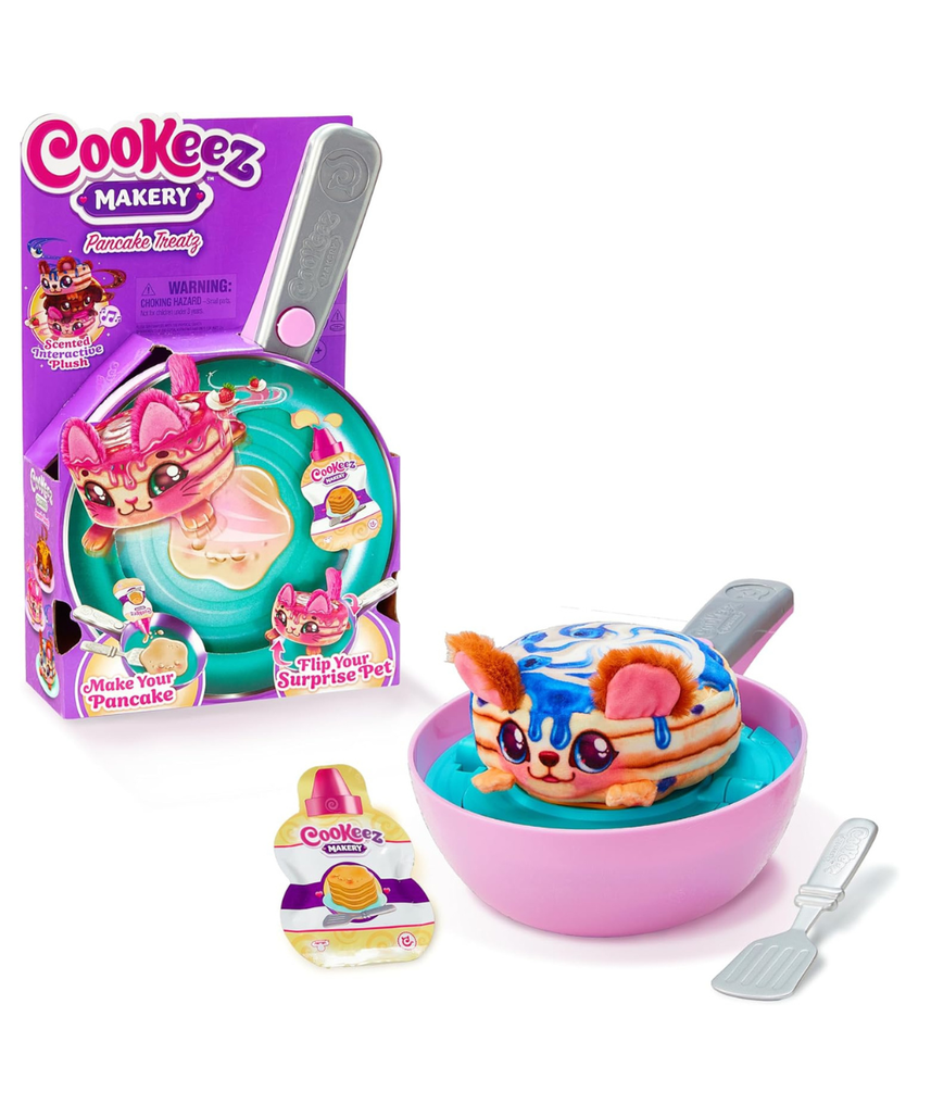 Cookeez Makery Pancake Treatz Interactive Plush Toy, Mix and Flip Surprise Pancake Plush, Scented Sound Plush Friend, Kids Creative Play Toy, 5 Years+