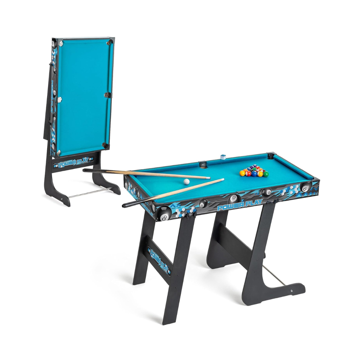 Powerplay 3ft Folding Pool Table Game, Mini Pool Table for Kids and Adults, Compact Wooden Snooker Table, Portable Design with Easy Storage, Indoor Game Table for Boys and Girls 5 Years+