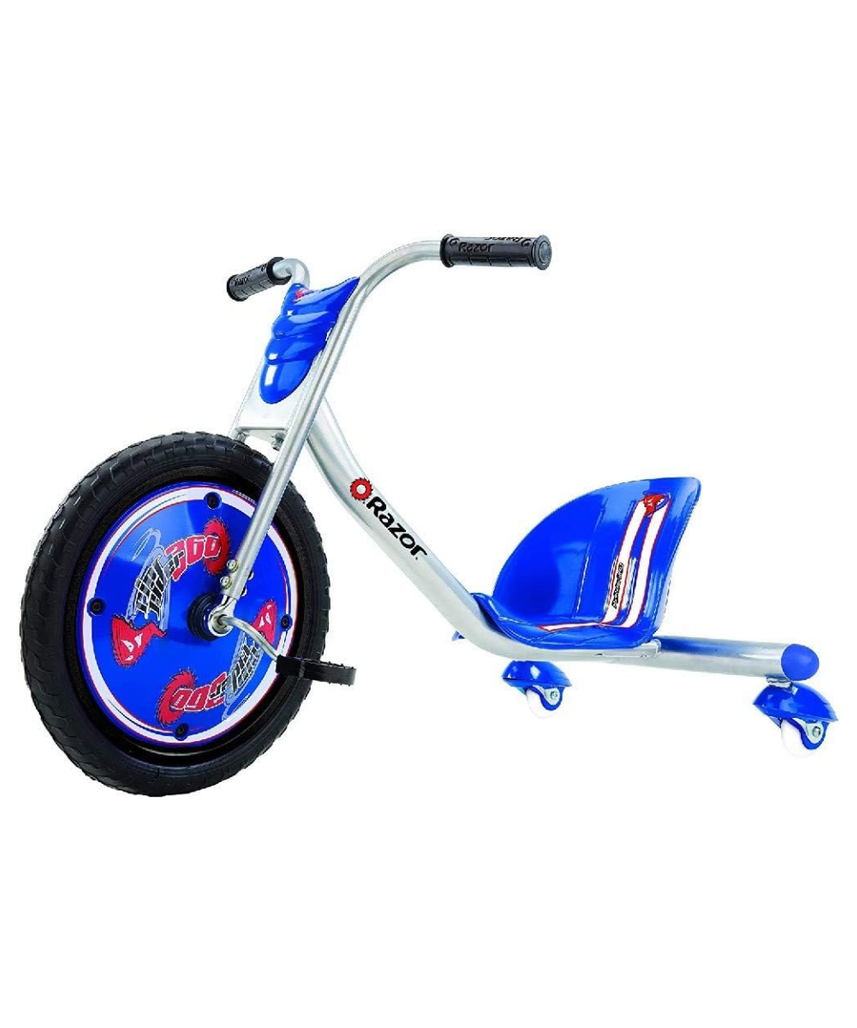 Razor RipRider 360 Caster Trike, Blue, Dual Inclined Caster Wheels, MX-Style Handlebars, Steel Frame, Spinning and Drifting Ride-On Toy for 5+ Kids