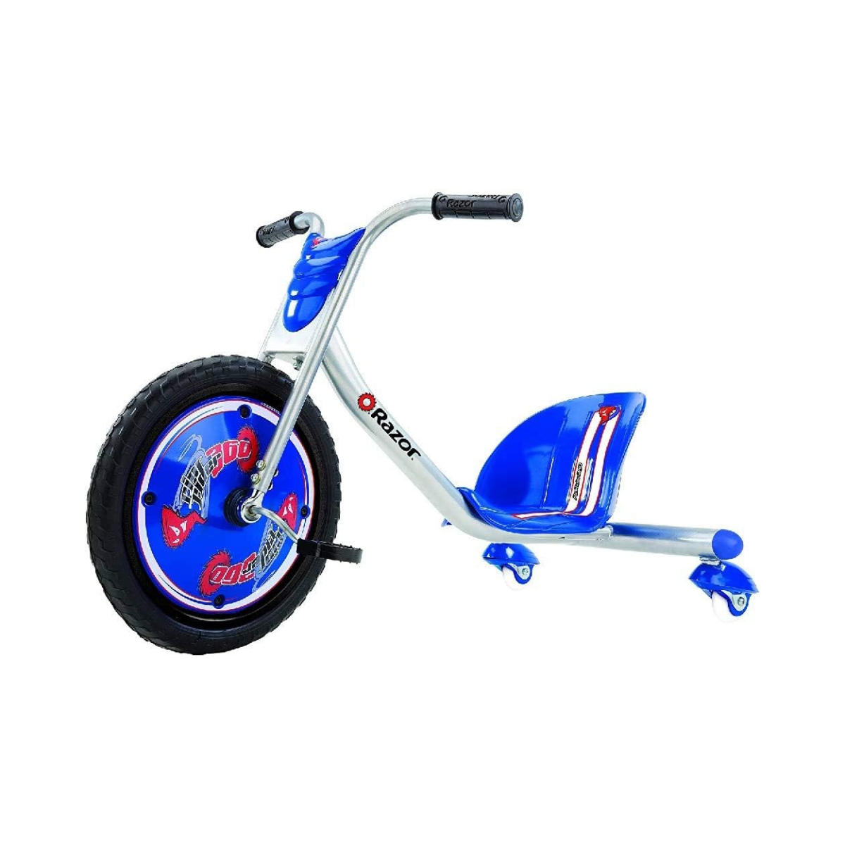 Razor RipRider 360 Caster Trike, Blue, Dual Inclined Caster Wheels, MX-Style Handlebars, Steel Frame, Spinning and Drifting Ride-On Toy for 5+ Kids