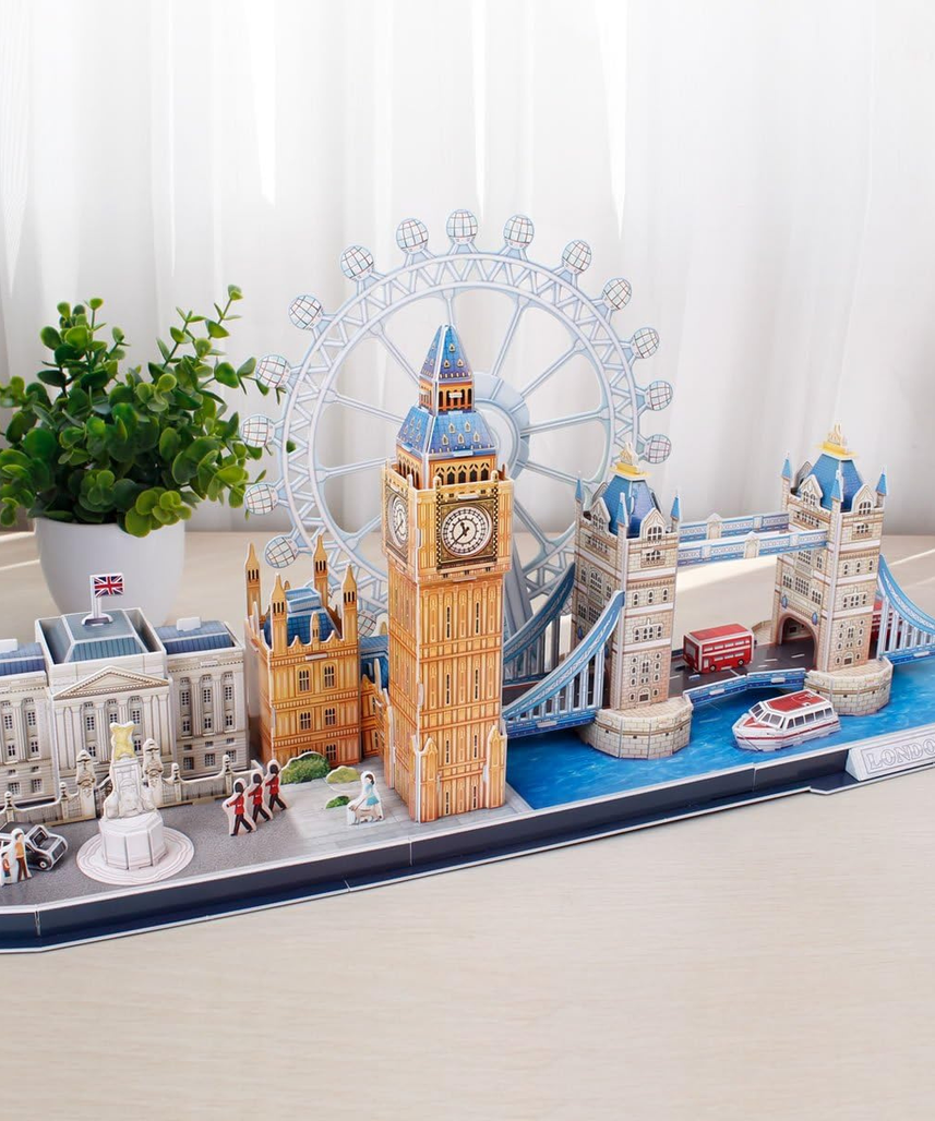 CubicFun 3D Puzzle City Line London Model Kit 107 Pieces City Skyline Landmarks DIY Craft Activity for Kids + Adults Ages 5+