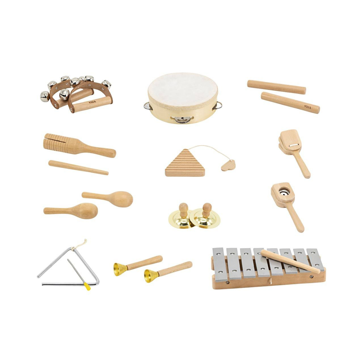 VIGA Wooden Wall Activity Board with Percussion Instruments, Montessori Musical Learning Panel with Xylophone, Bells, Drums and Rhythm Tools, Wall Mounted Music Toy for Kids, 3 Years+