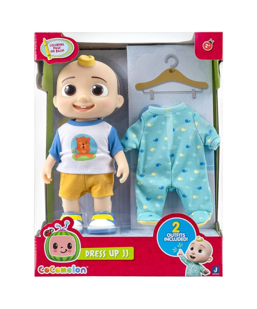 CoComelon Dress Up JJ Doll 9 Inch, Roto Head Figure with Outfit Accessories, Role Play Toy for Toddlers, CoComelon Character Doll, 3 Years+