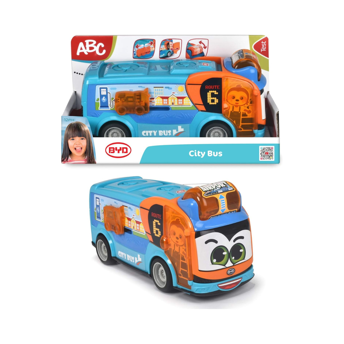 Dickie Toys 204113000 ABC Bus – Push Car for Babies & Toddlers (1 Year+)