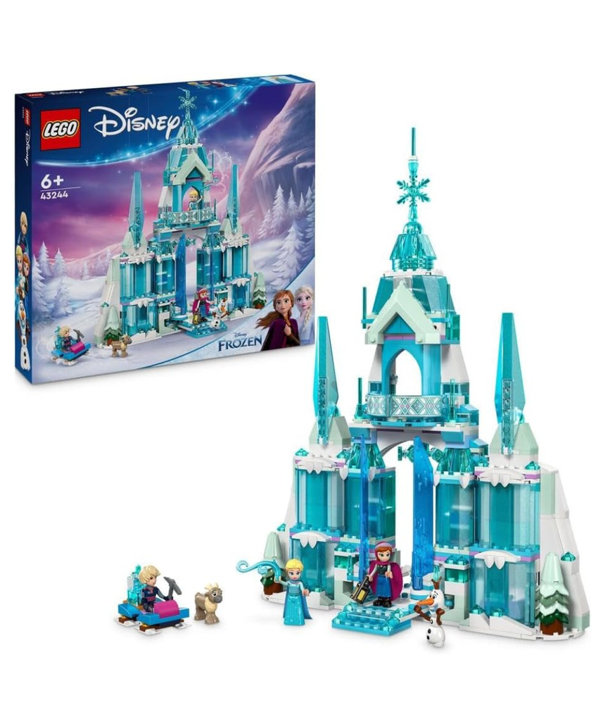 LEGO Disney Princess Frozen Elsa’s Ice Palace Building Toy Set 43244, Castle Playset with Elsa, Anna, Kristoff and Olaf Minidoll Figures, Creative Construction Gift for Kids, Girls and Boys Aged 6 Years+