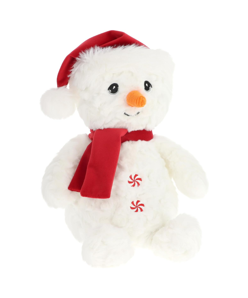 Keeleco Snowman Christmas Plush Toy, 25cm Soft Cuddle Plush, Eco-Friendly Recycled Material, Weighted Huggable Toy, Christmas Gift for Babies Toddlers & Adults, Ages 0+