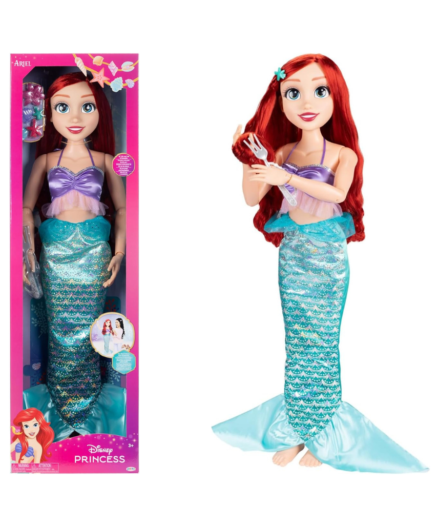 Disney Princess Playdate Ariel Doll 32 Inch, Large Ariel Doll with Accessories, The Little Mermaid Big Size Princess Figure, Poseable Doll for Imaginative Role Play, Kids Toys 3 Years+