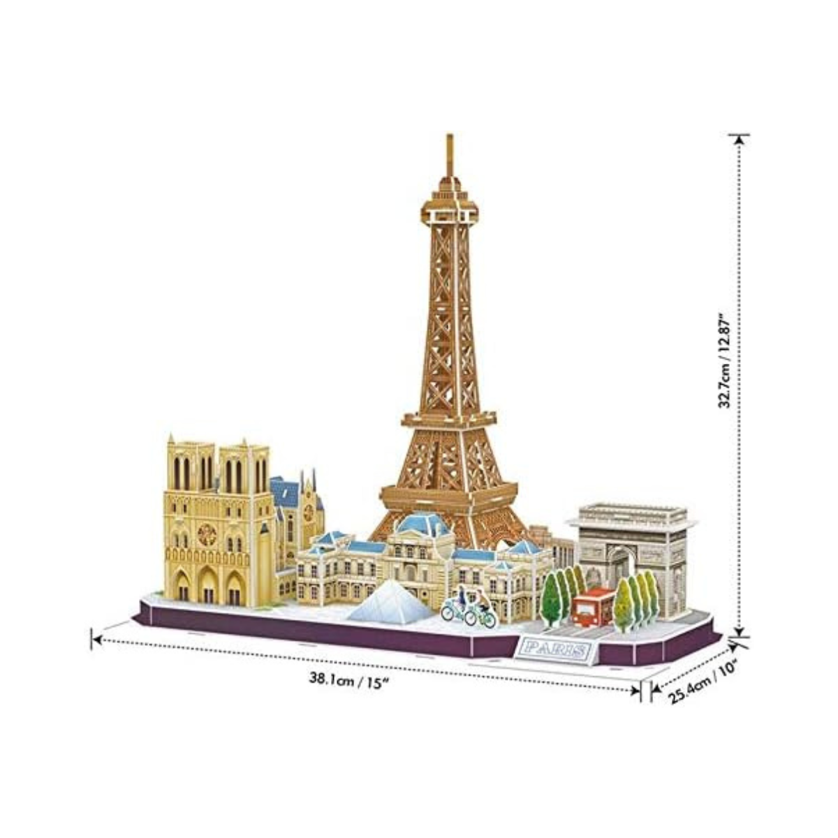 CubicFun 3D Puzzle City Line Paris Model Kit 114 Pieces Eiffel Tower Louvre Notre Dame Arc de Triomphe DIY Craft for Kids + Adults