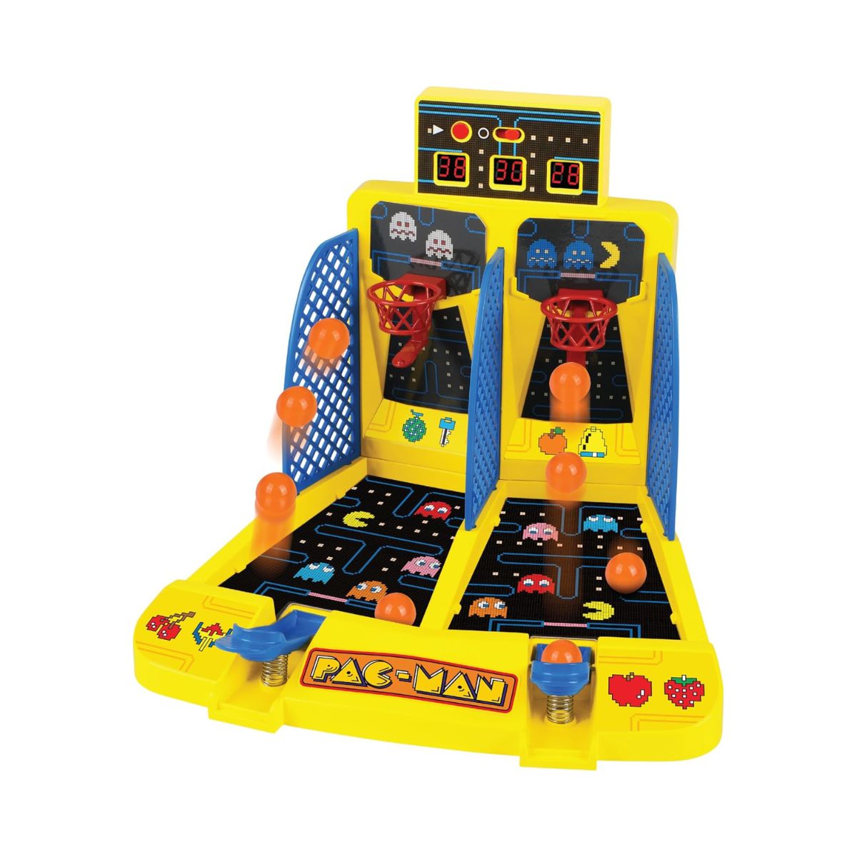 PAC-Man Electronic Arcade Basketball – 1 or 2 Player Table Game with Automatic Score, Official Sounds and Spring Launcher – Bonus Mode – Collector Game – Ages 6 and Above – Retrogaming Fans