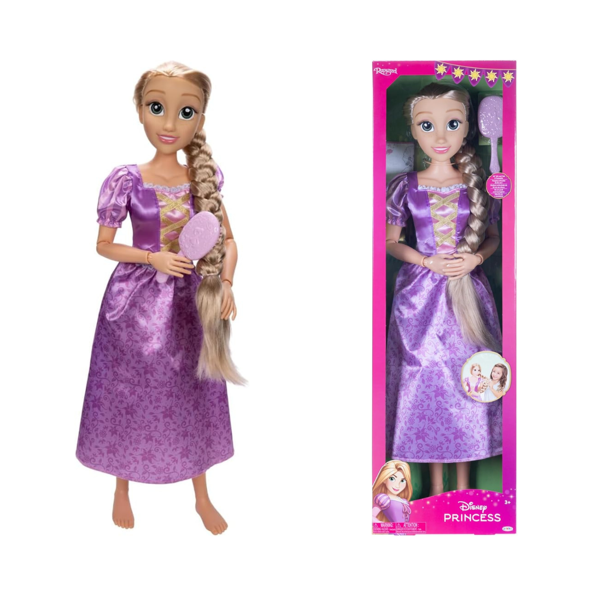 Disney Princess Playdate Rapunzel Doll 32 Inch, Large Tangled Princess Doll with Poseable Features and Styling Hair, Role Play Toy for Kids, Movie-Accurate Disney Character, 3 Years+