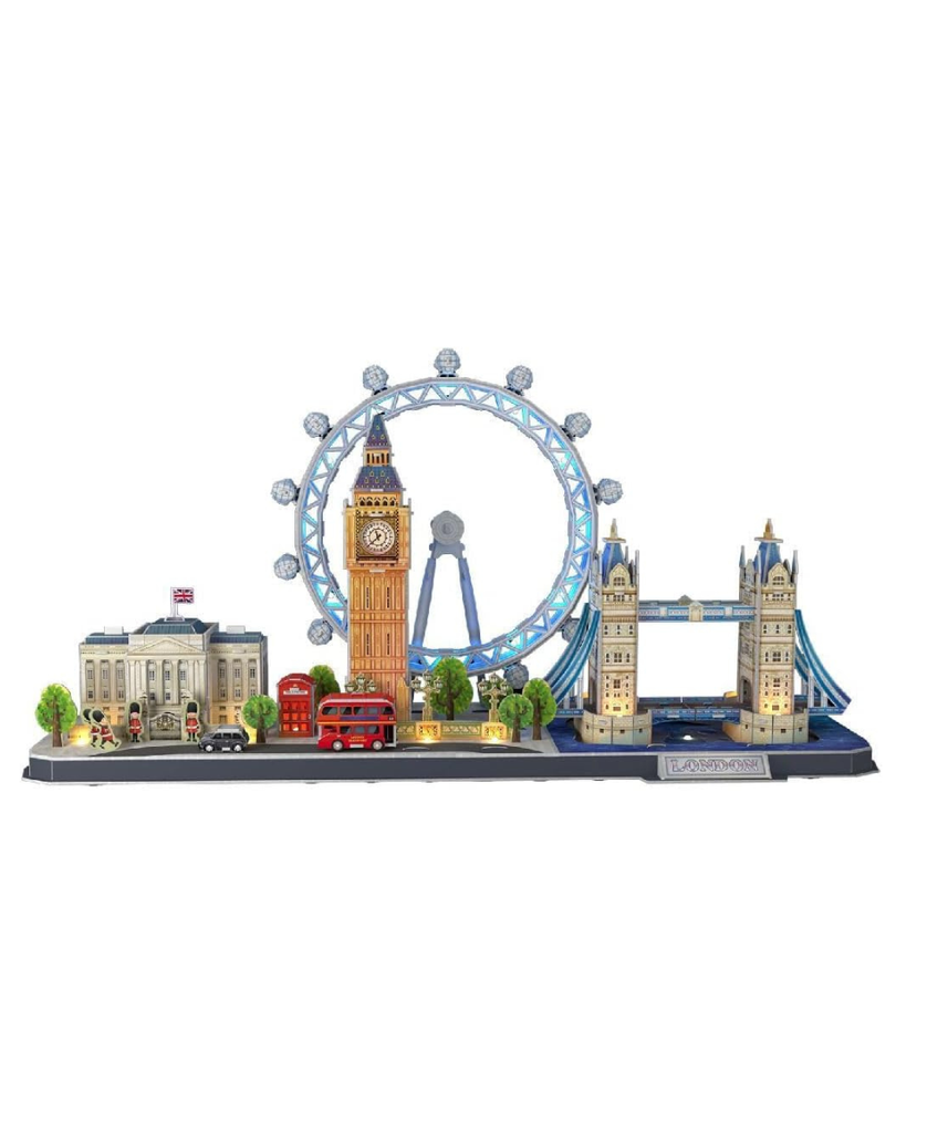 CubicFun 3D Puzzle City Line London LED Architecture Model Kit 186 Pieces Multicolor Collectible Skyline Gift for Adults + Kids Travel Souvenir