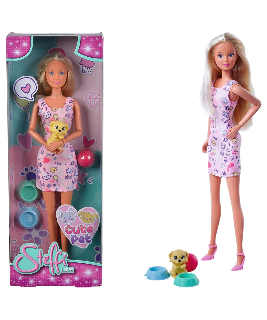 Simba Steffi Love Cute Pet Doll 29 cm with Pet and Food Accessories Random Assortment for Kids Ages 3 and Up