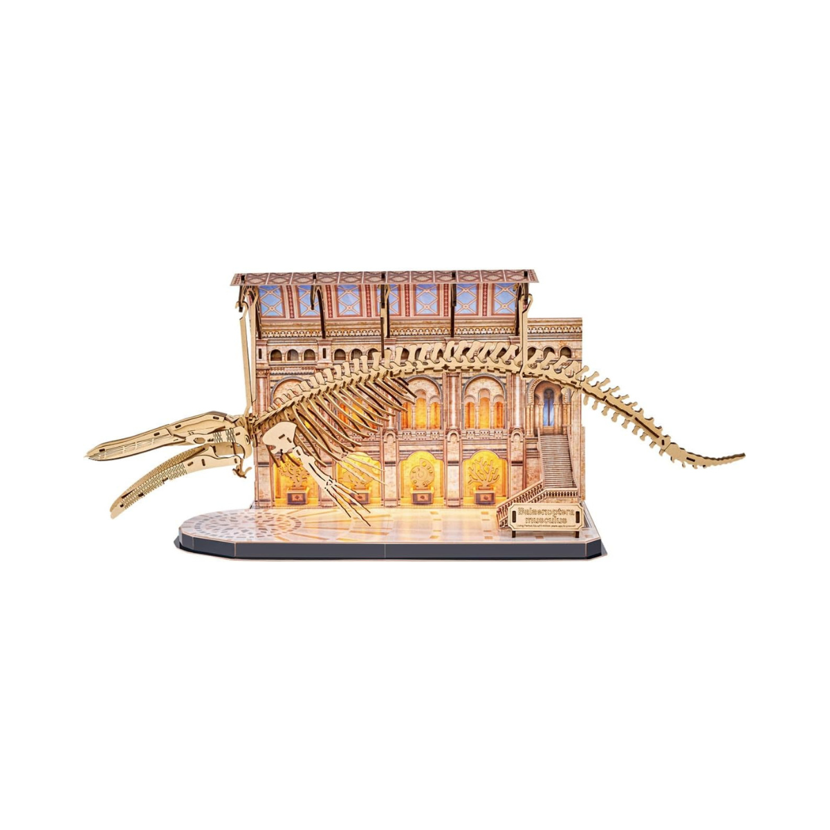 Cubic Fun Natural Museum Blue Whale Skeleton 3D Puzzle, 222 Pieces, LED Light Model Kit, Educational Fossil Building Set, Ages 6+