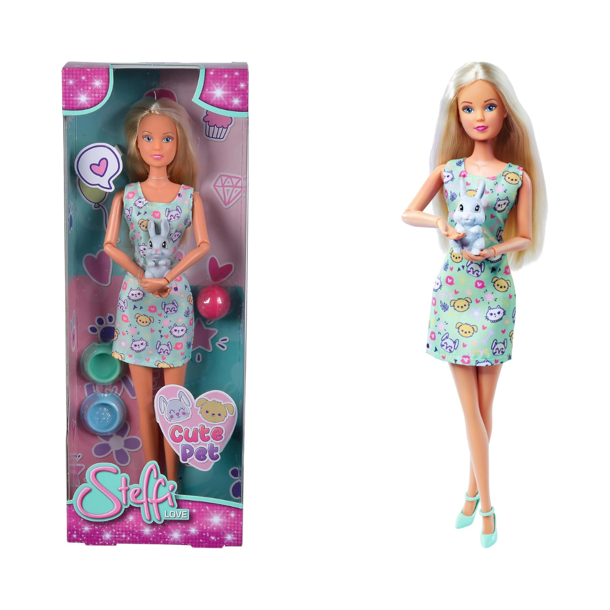 Simba Steffi Love Cute Pet Doll 29 cm with Pet and Food Accessories Random Assortment for Kids Ages 3 and Up
