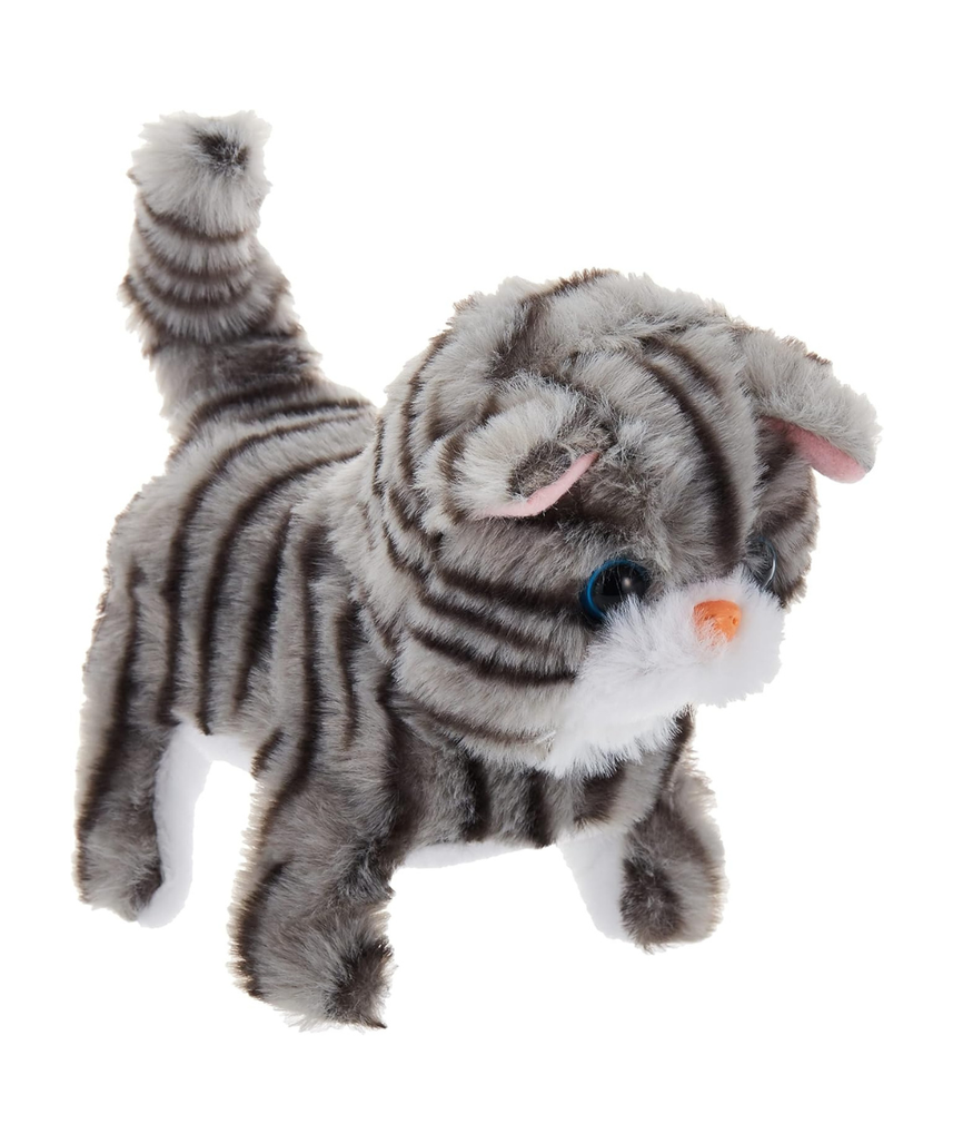 Pugs At Play Walking Zoe 6.5-Inch Interactive Plush Cat Toy with Meow Sound and Wagging Tail for Kids Ages 3 to 5