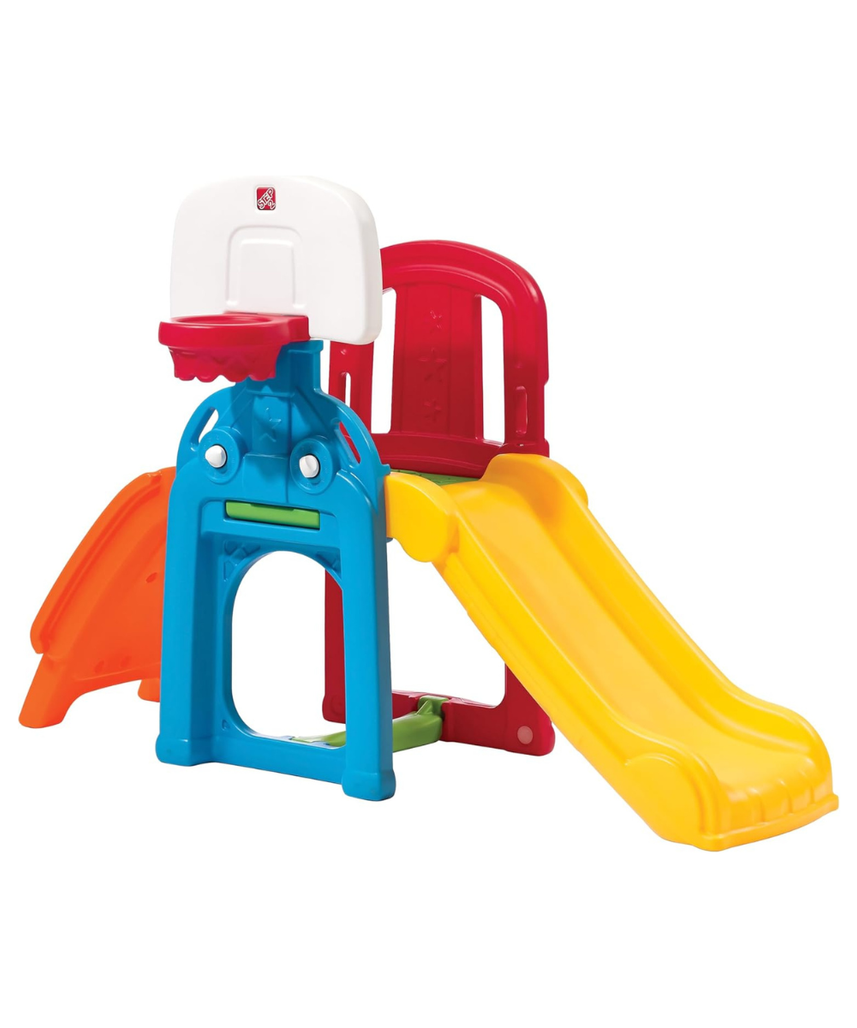 Step2 Game Time Sports Climber, Outdoor Playset with Slide Basketball Hoop and Soccer Goal, Active Fun Toy for Kids Boys and Girls Age 2 to 6, Durable Plastic Multicolor Backyard Activity Center