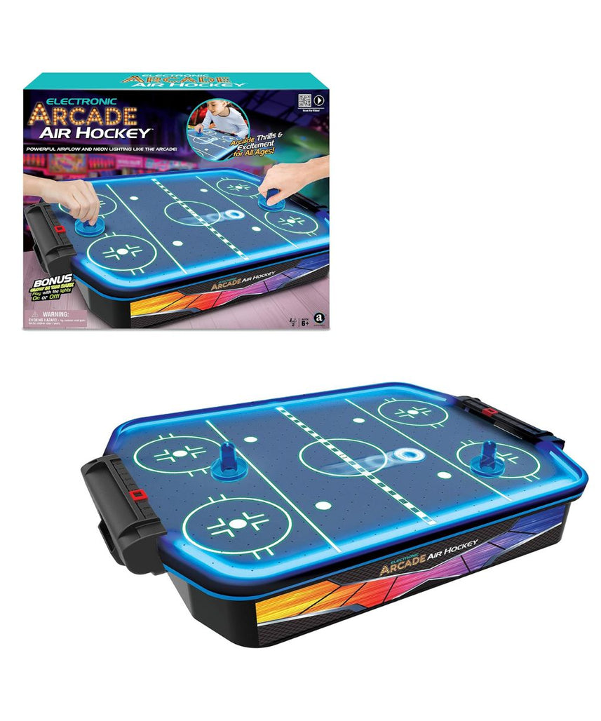 Ambassador Merchant Electronic Arcade Air Hockey, Neon LED Rails, Large Playing Surface, Powerful Airflow, Plastic Frame, Adults+