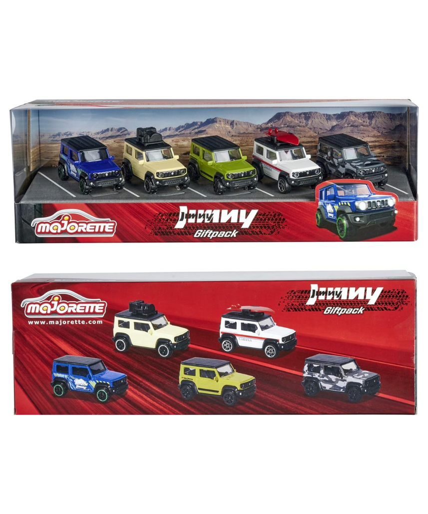 Majorette Suzuki Jimny 5-Piece Gift Pack – Die-Cast Metal Toy Cars, Rolling Wheels, Collectible Mini Vehicles for Kids, 1:64 Scale