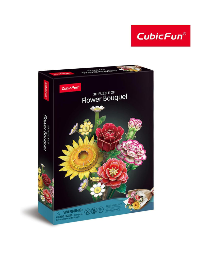 Cubic Fun 3D Flower Bouquet Puzzle Model Kit 363 Pieces DIY Decorative Flowers for Home Decor Creative Gift for Teens and Adults Boys and Girls Ages 14+